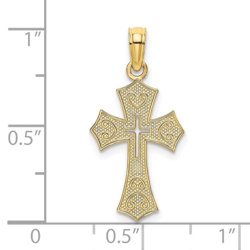 10K Textured Cut-Out Center Cross Charm (10K8603)
