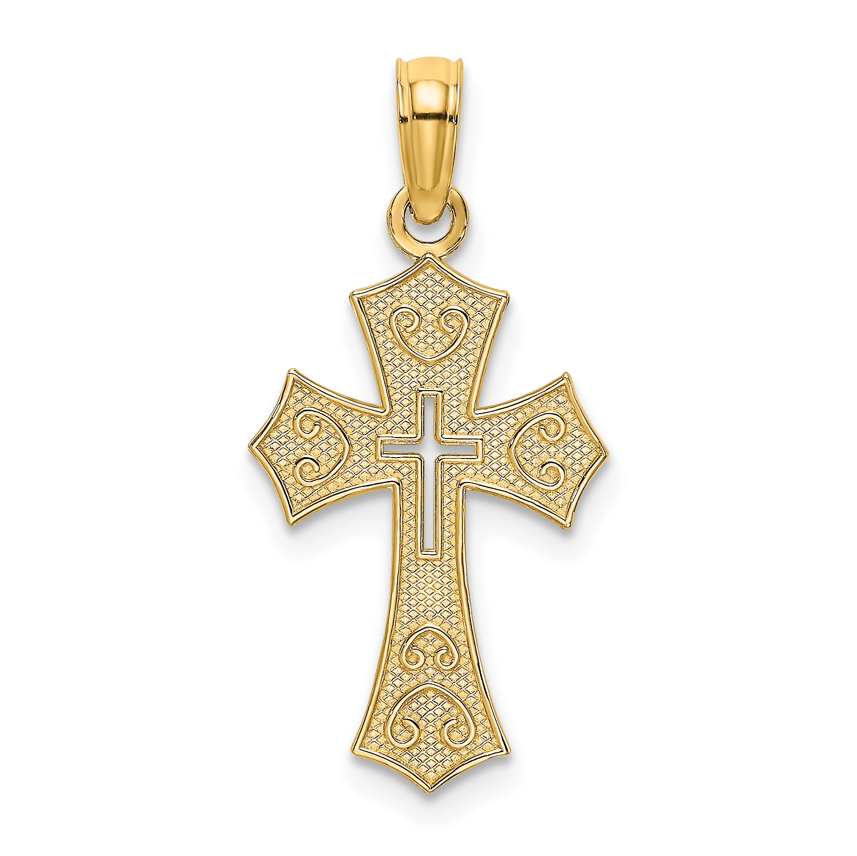 10K Textured Cut-Out Center Cross Charm (10K8603)