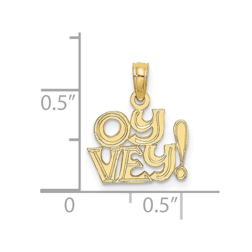 10K Polished and Engraved OY VEY Charm (10K8881)