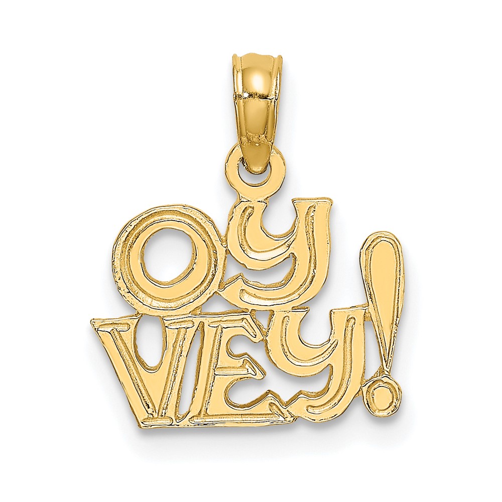10K Polished and Engraved OY VEY Charm (10K8881)