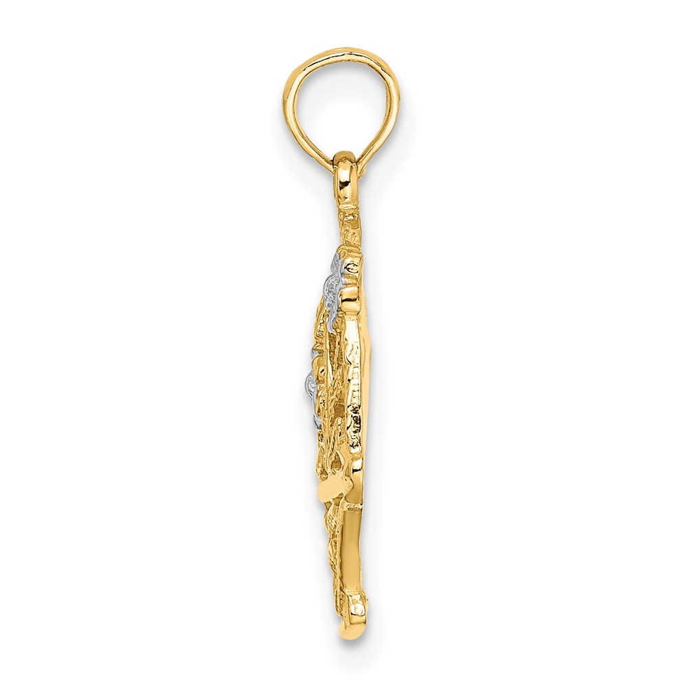 10k Two-Tone w/White Rhodium Flower Basket w/I LOVE YOU Charm (10K8992)