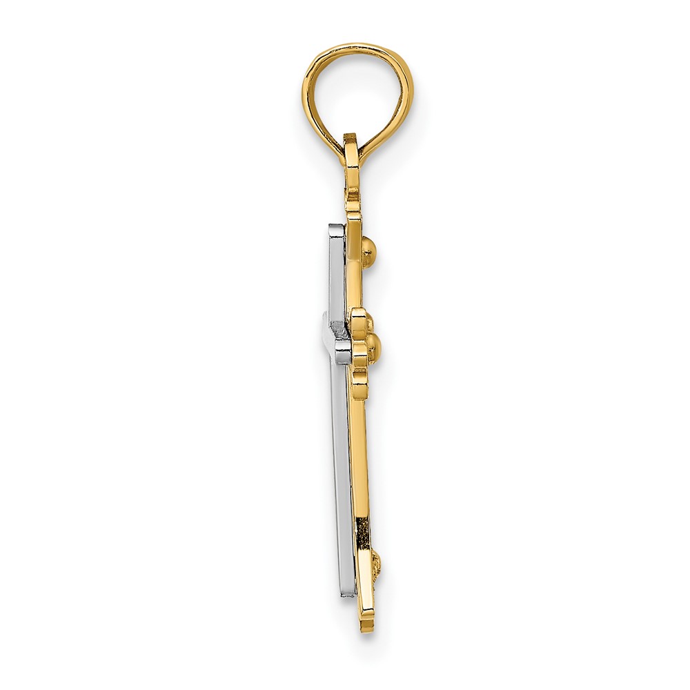 10k Two-tone Center Cross Charm (10K8994)