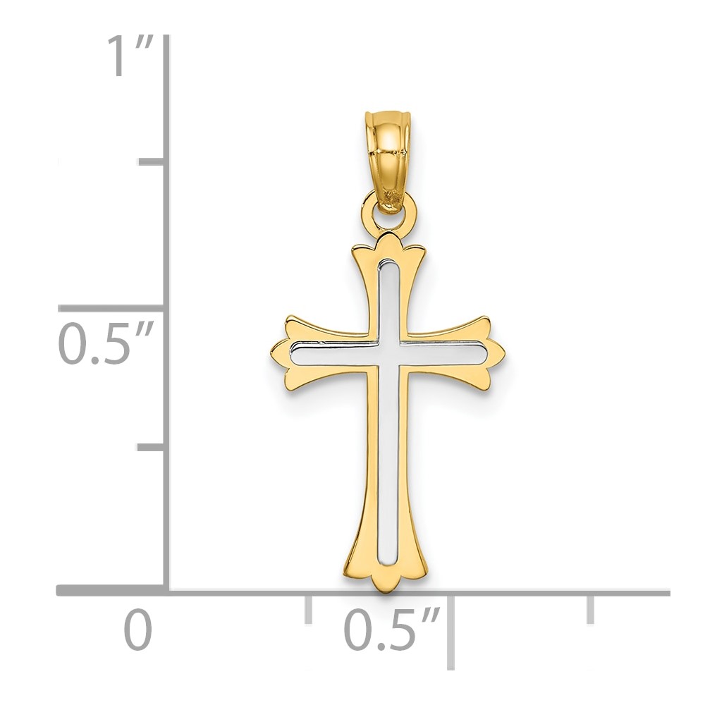 10k Two-tone Center Cross Charm (10K8994)