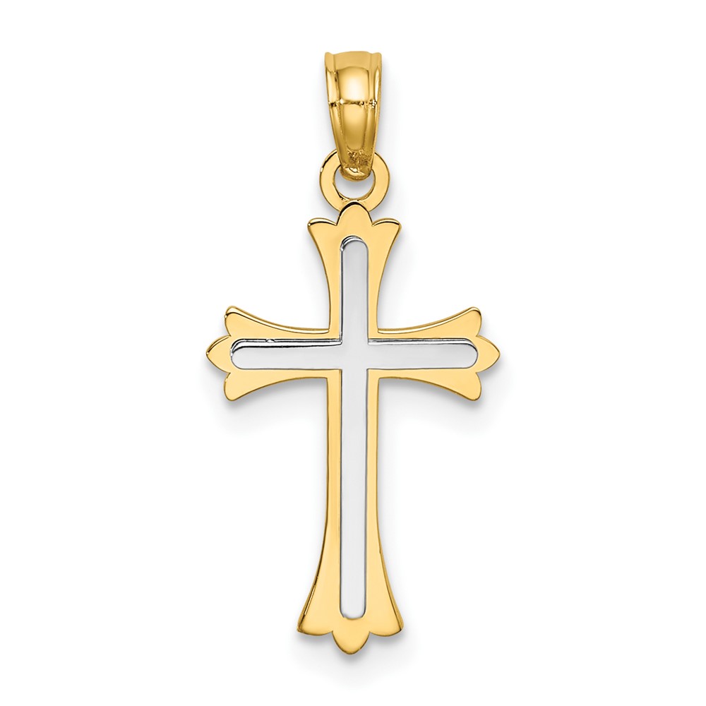 10k Two-tone Center Cross Charm (10K8994)