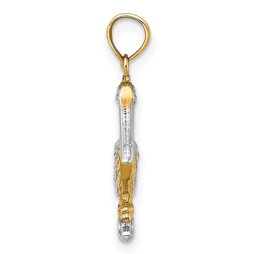 10K W/ Rhodium 3-D Small Standing Pelican Charm (10K9013)