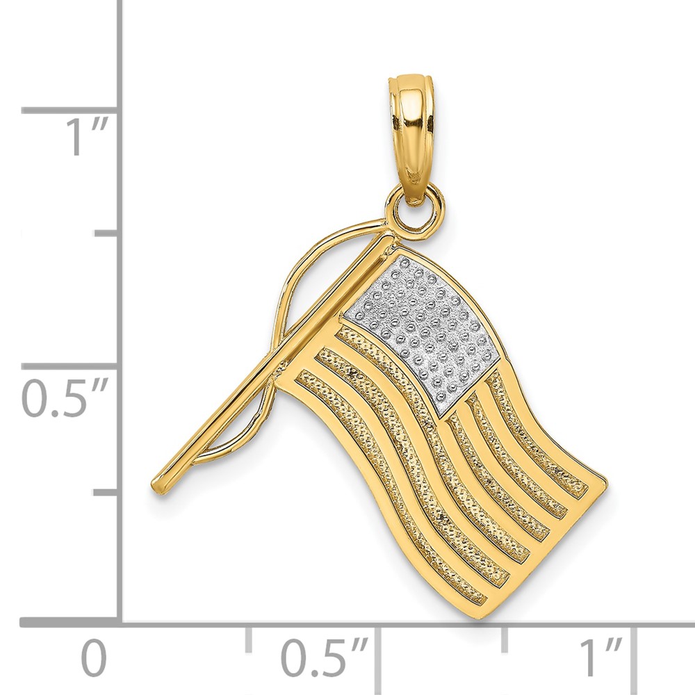 10k w/ Rhodium American Flag Charm (10K9014)