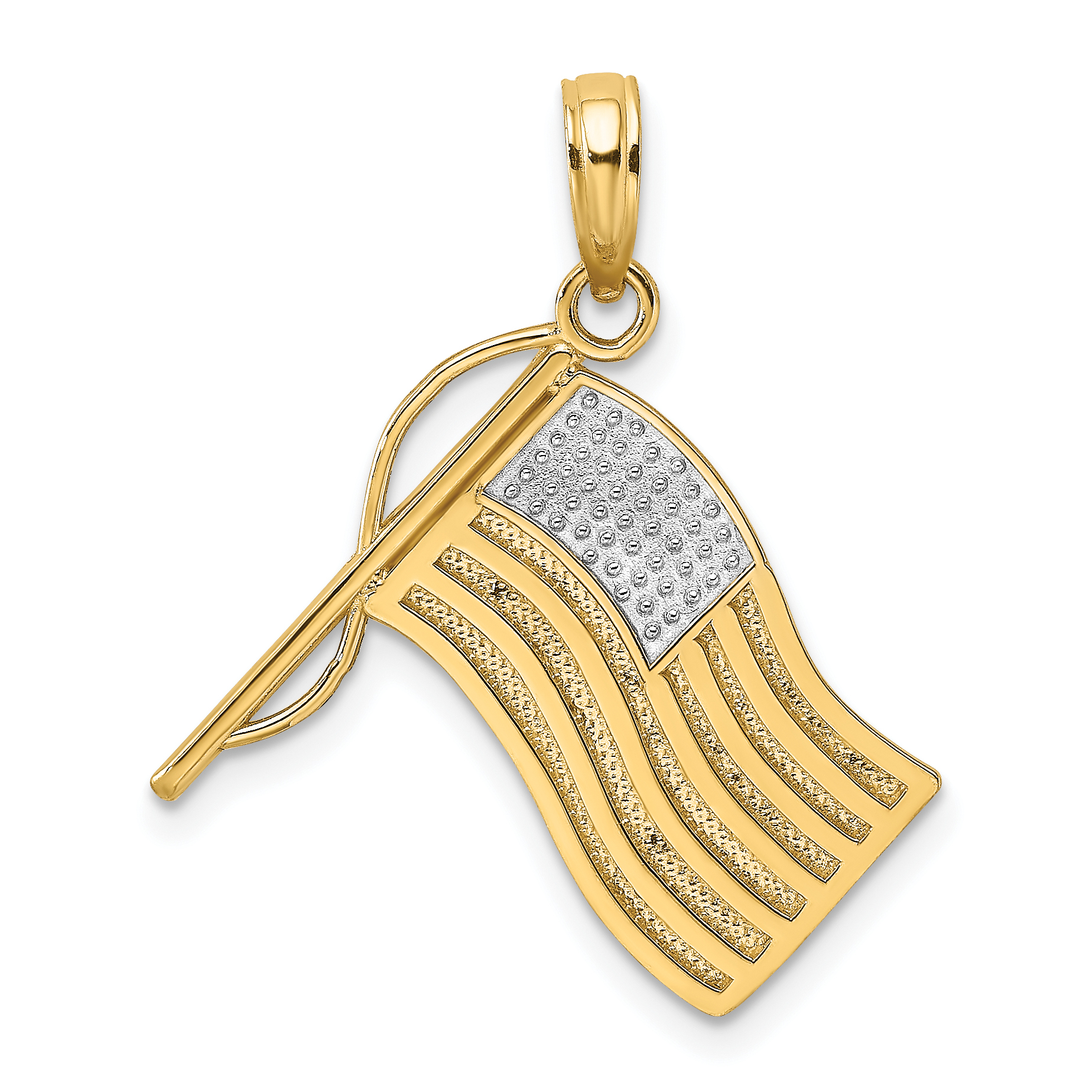 10k w/ Rhodium American Flag Charm (10K9014)