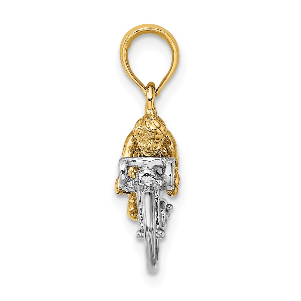 10K W/ Rhodium 3-D Bicycle With Rider Charm (10K9020)