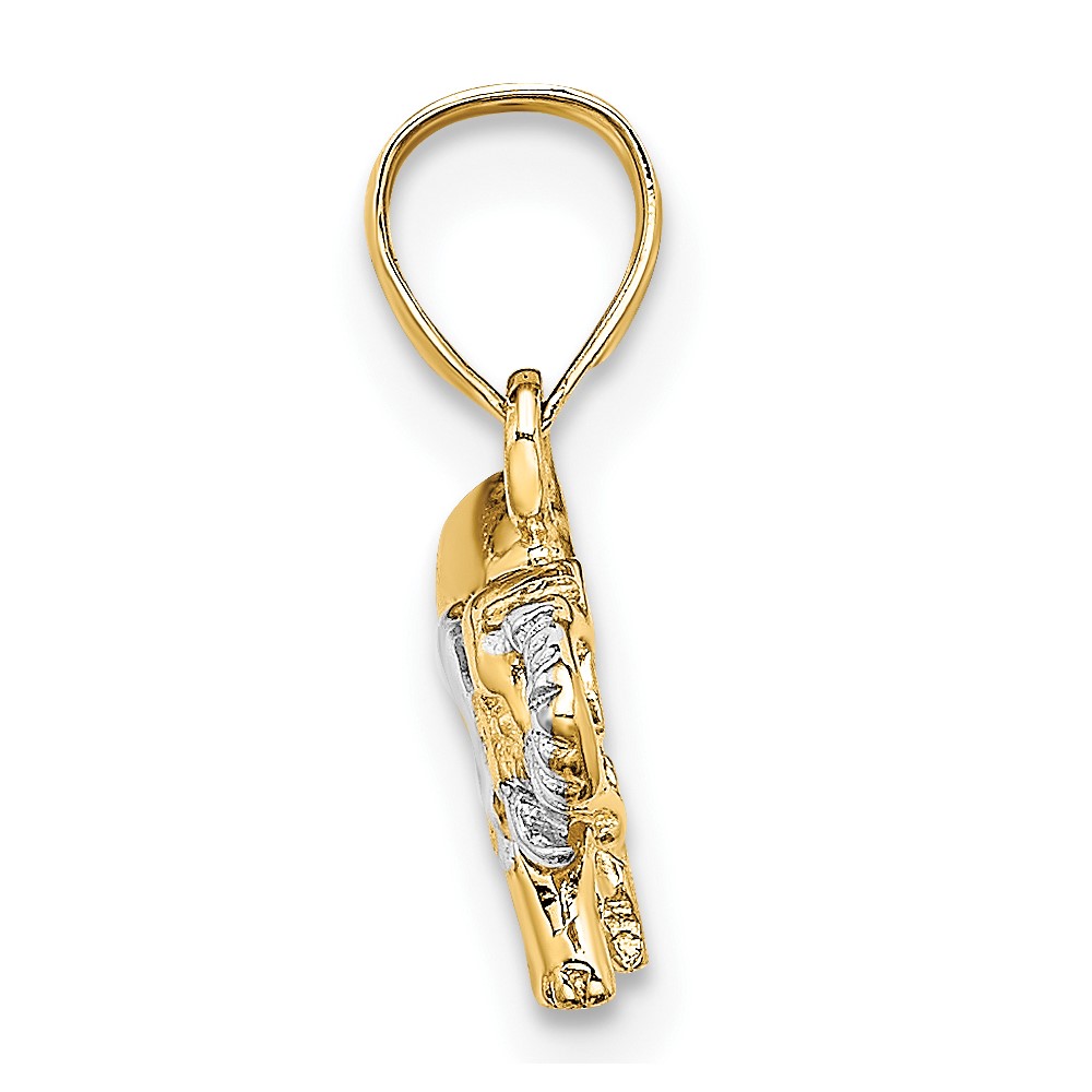 10k w/ Rhodium Small Elephant Charm (10K9036)