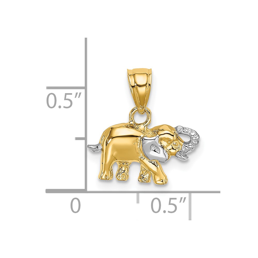 10k w/ Rhodium Small Elephant Charm (10K9036)