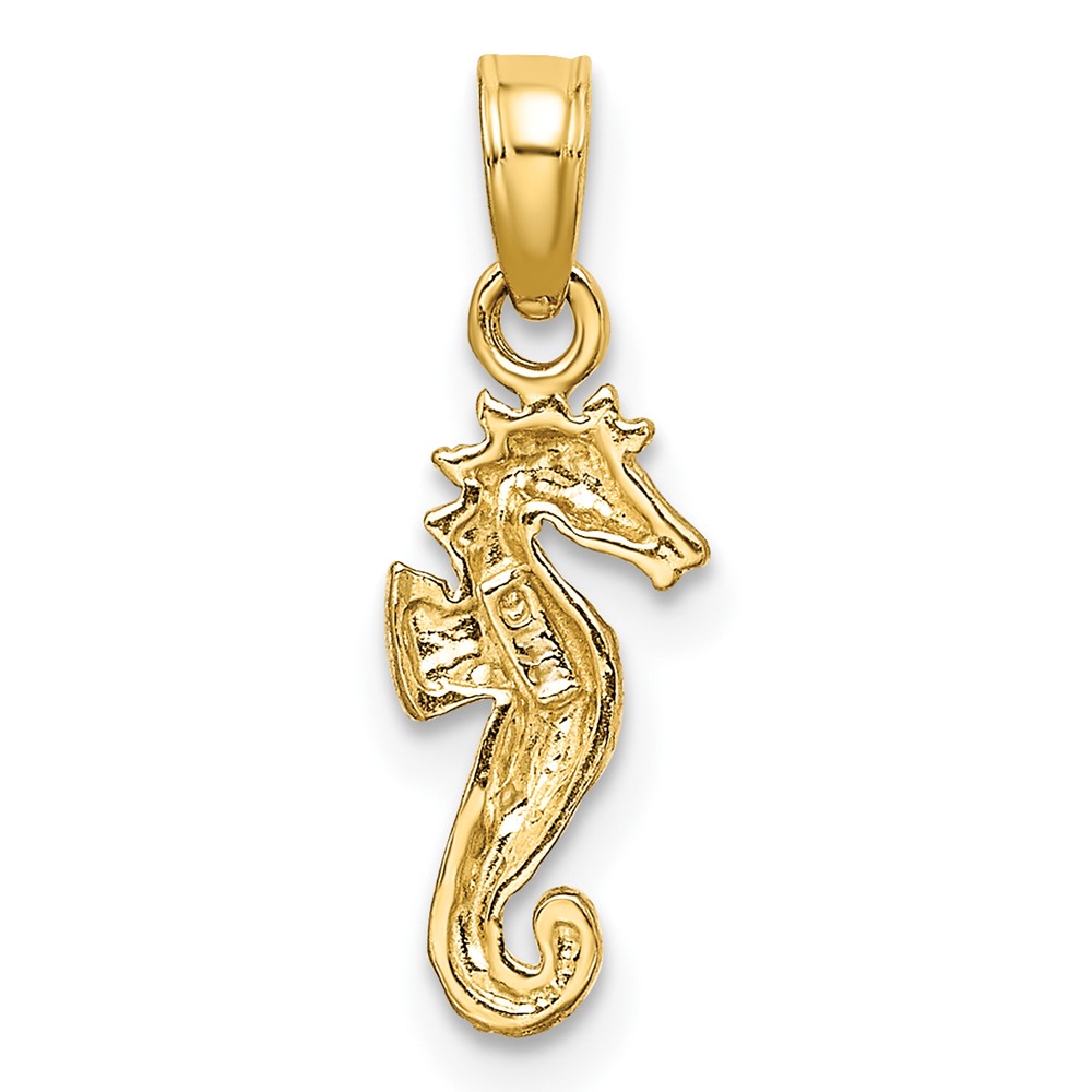10K w/Rhodium 2-D Seahorse Charm (10K9037)