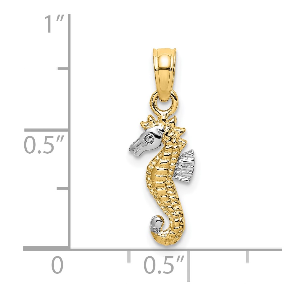10K w/Rhodium 2-D Seahorse Charm (10K9037)