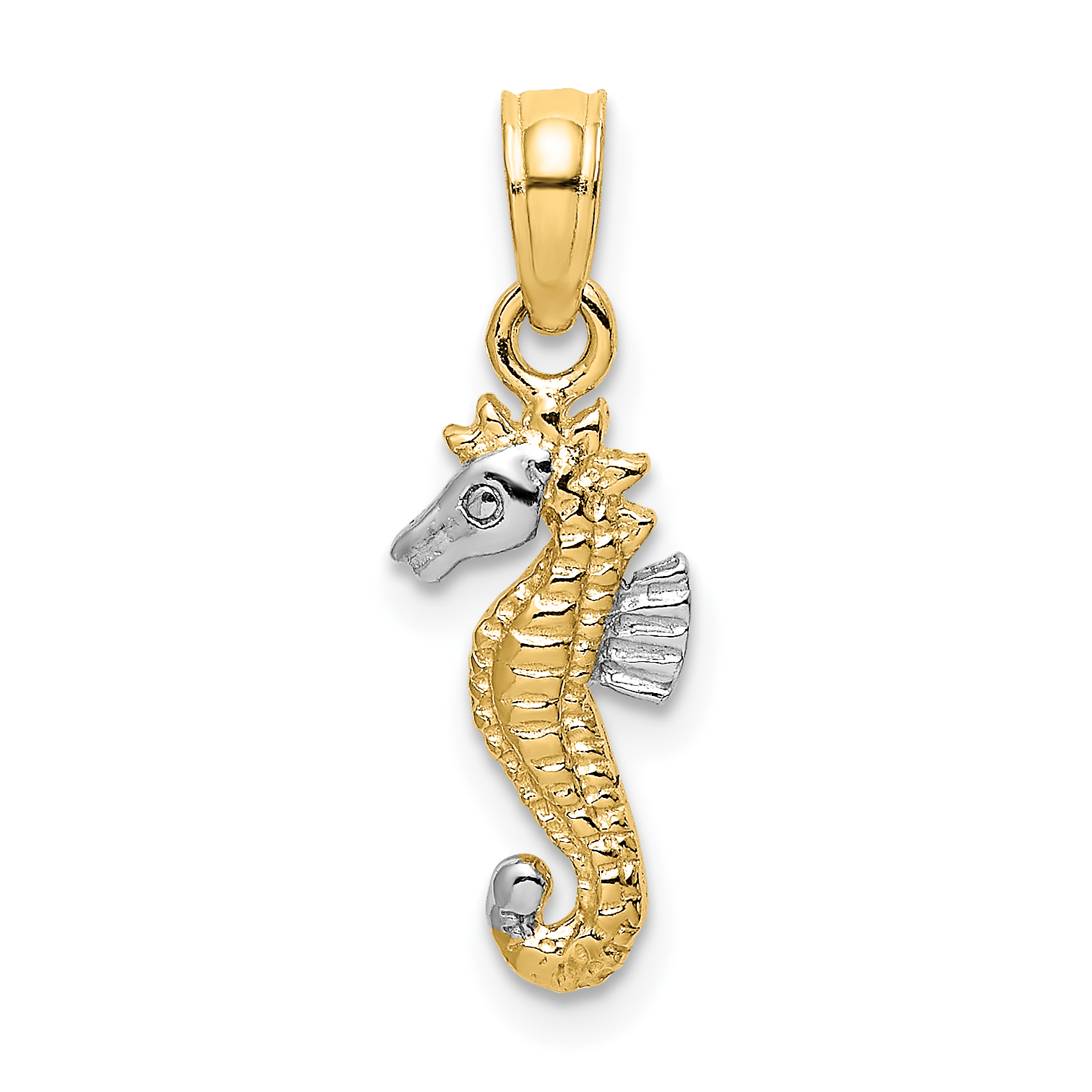 10K w/Rhodium 2-D Seahorse Charm (10K9037)
