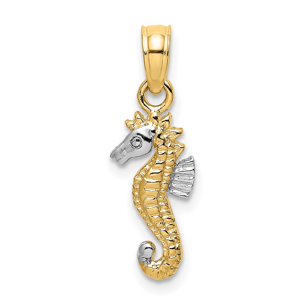 10K w/Rhodium 2-D Seahorse Charm (10K9037)