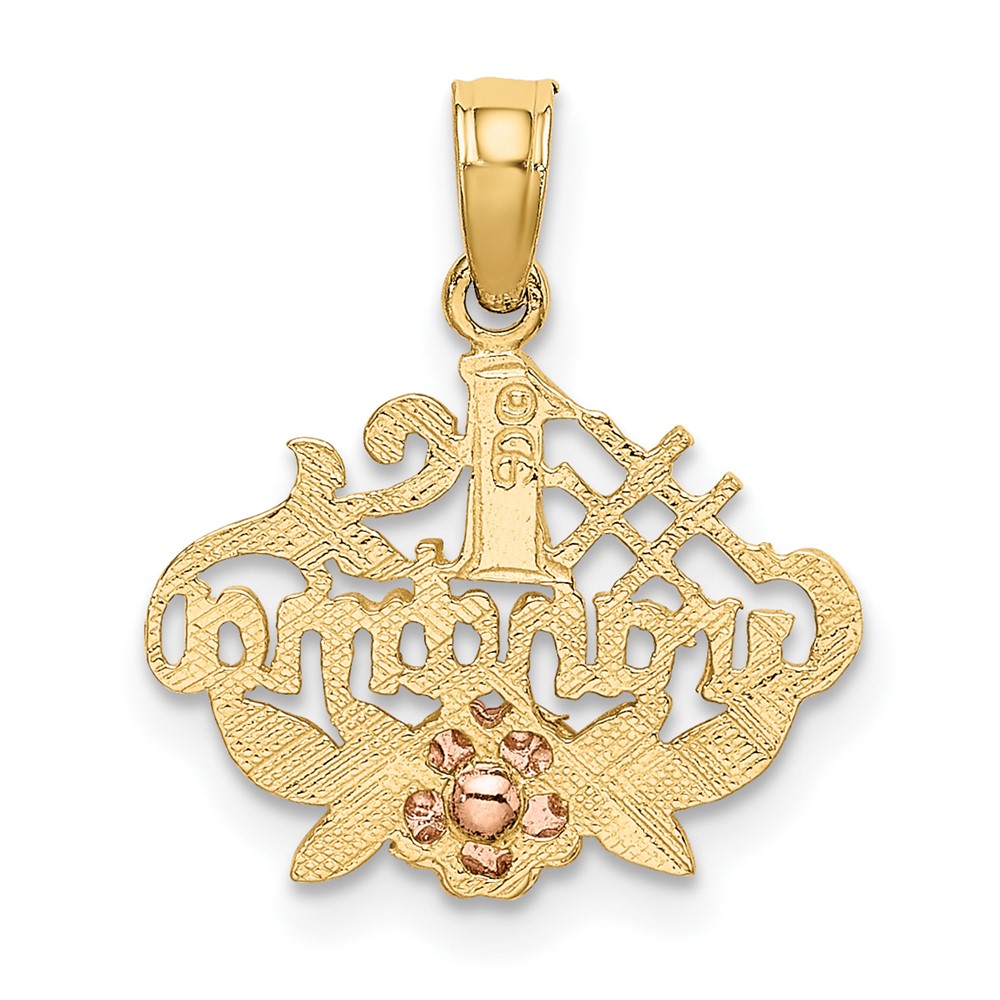 10K Two-Tone #1 GRANDMA W/ Flower Charm (10K9044)
