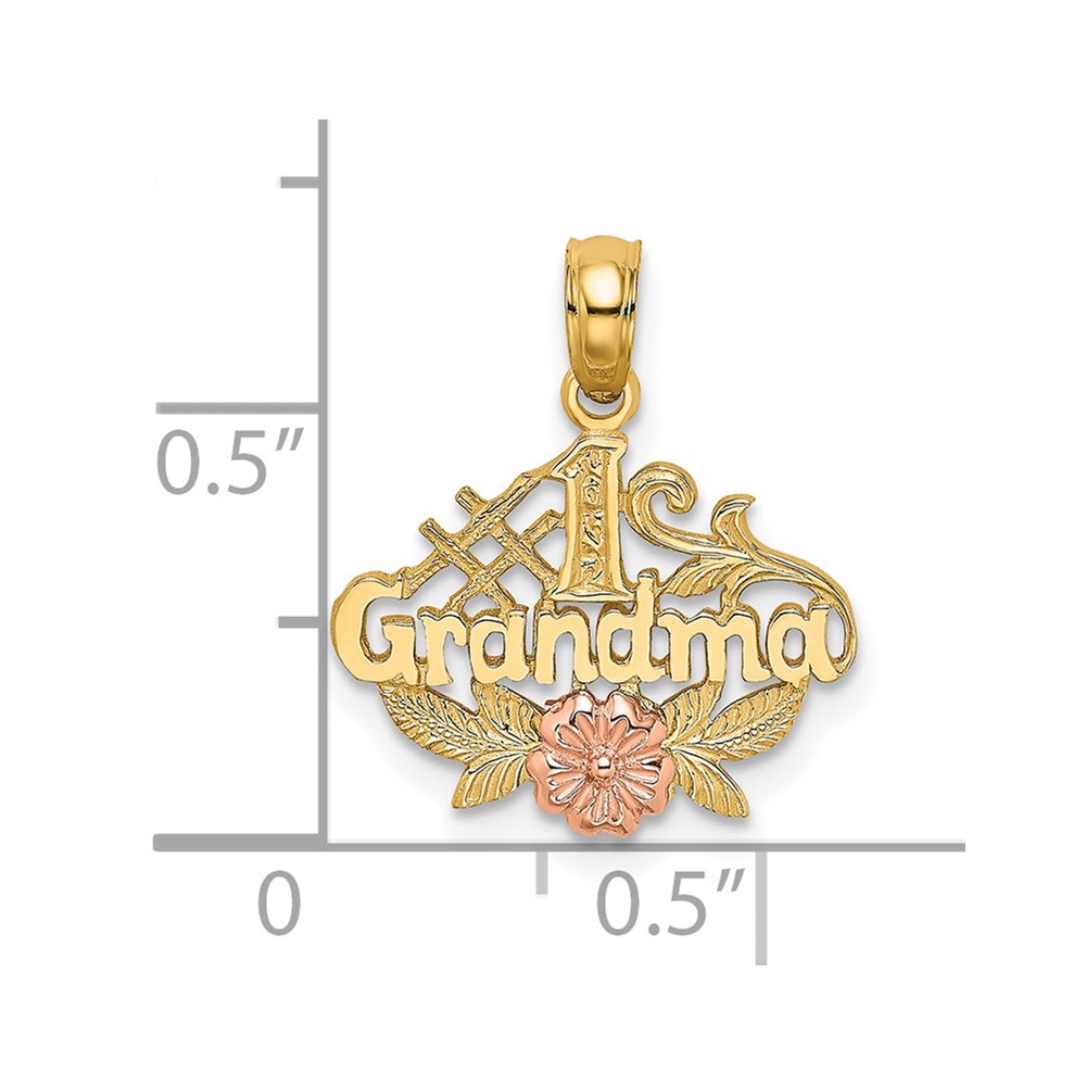 10K Two-Tone #1 GRANDMA W/ Flower Charm (10K9044)