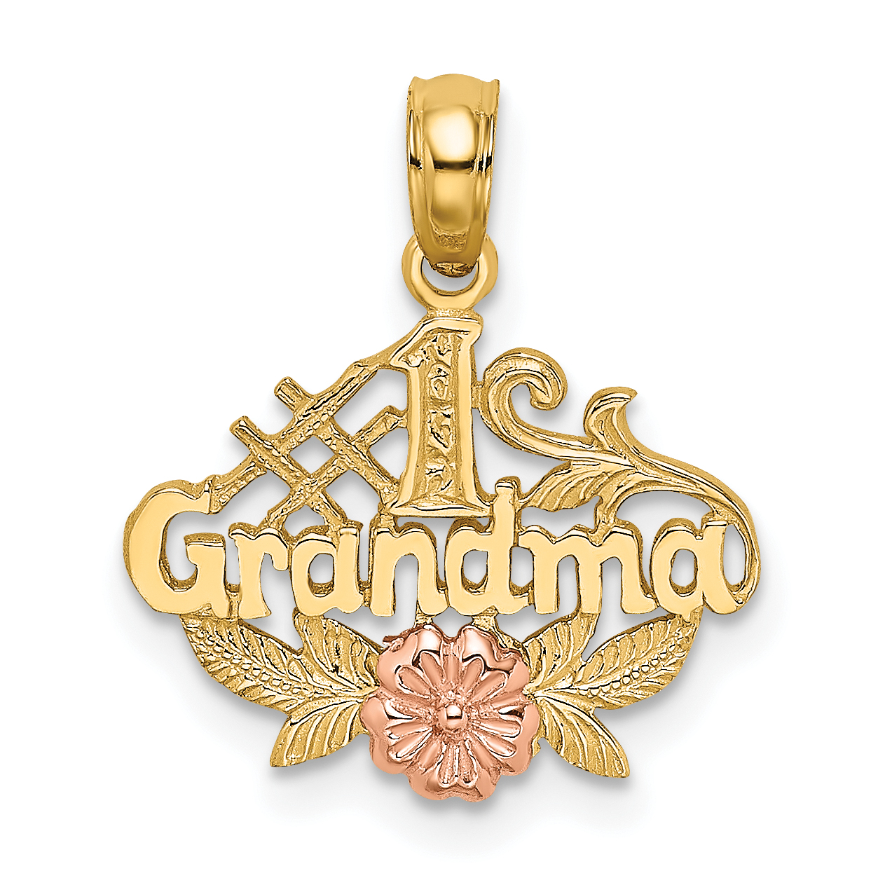 10K Two-Tone #1 GRANDMA W/ Flower Charm (10K9044)