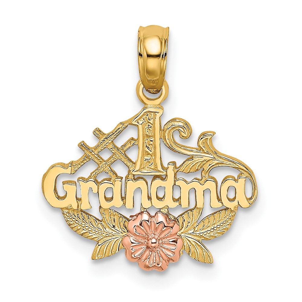10K Two-Tone #1 GRANDMA W/ Flower Charm (10K9044)