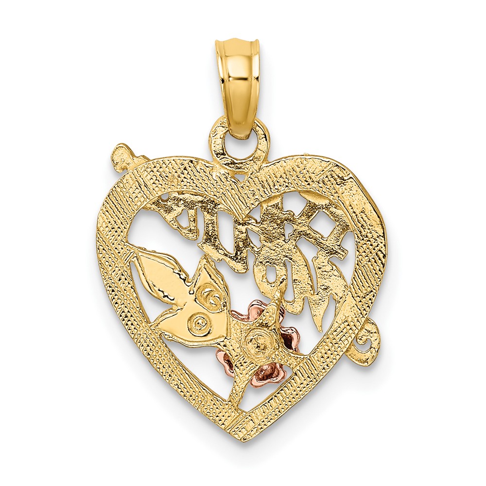 10K Two-tone w/White Rhodium #1 MOTHER Heart Charm (10K9052)