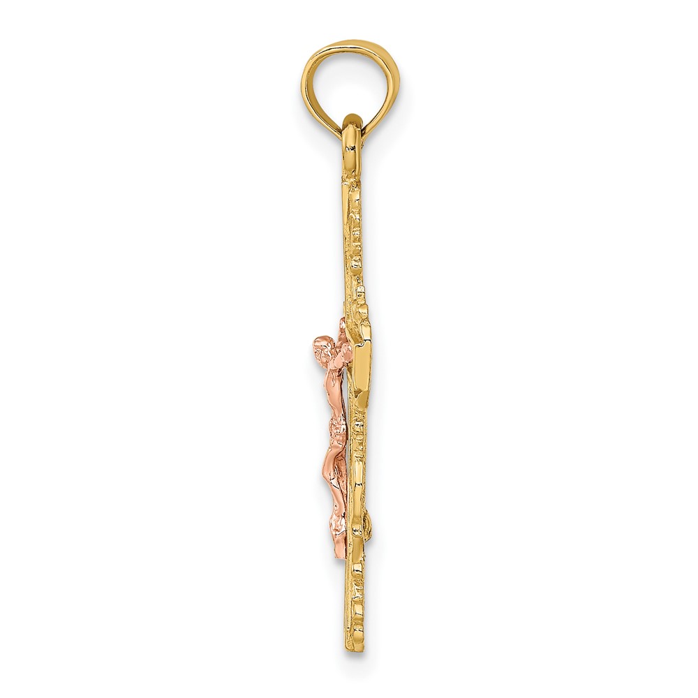 10K Two-Tone w/ Lace Trim Crucifix Charm (10K9055)