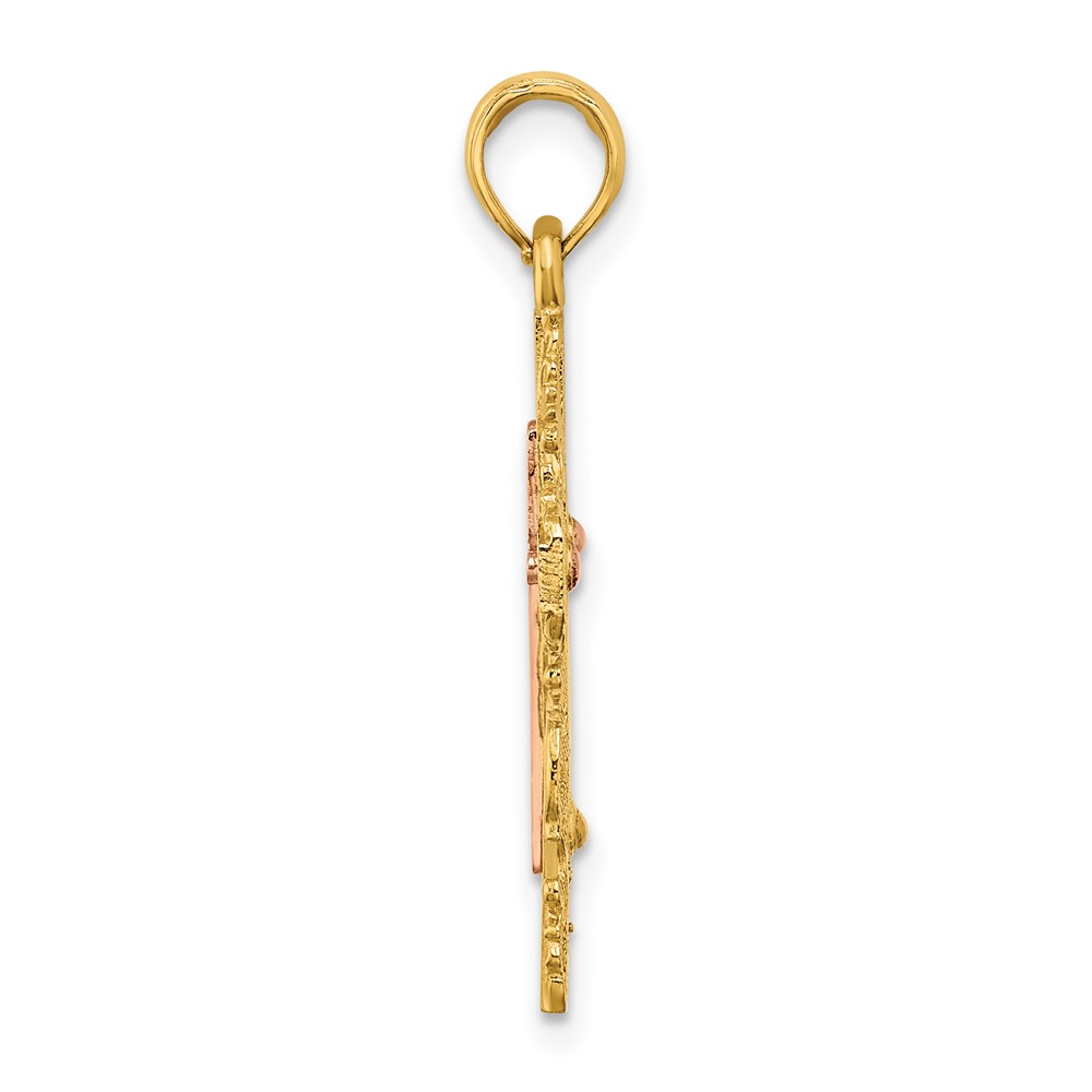 10K Two-Tone w/ Lace Trim Cross Charm (10K9059)