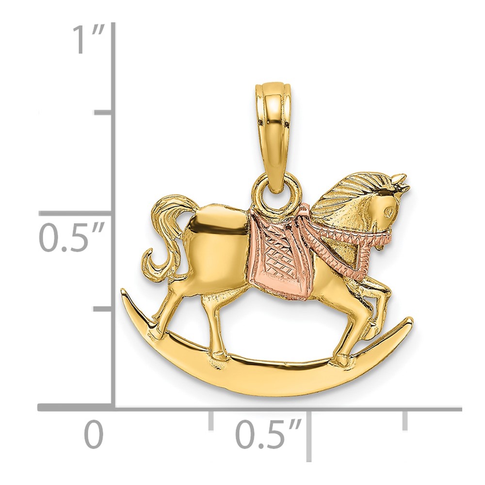 10k Two-Tone 2-D Rocking Horse w/ Saddle Charm (10K9063)