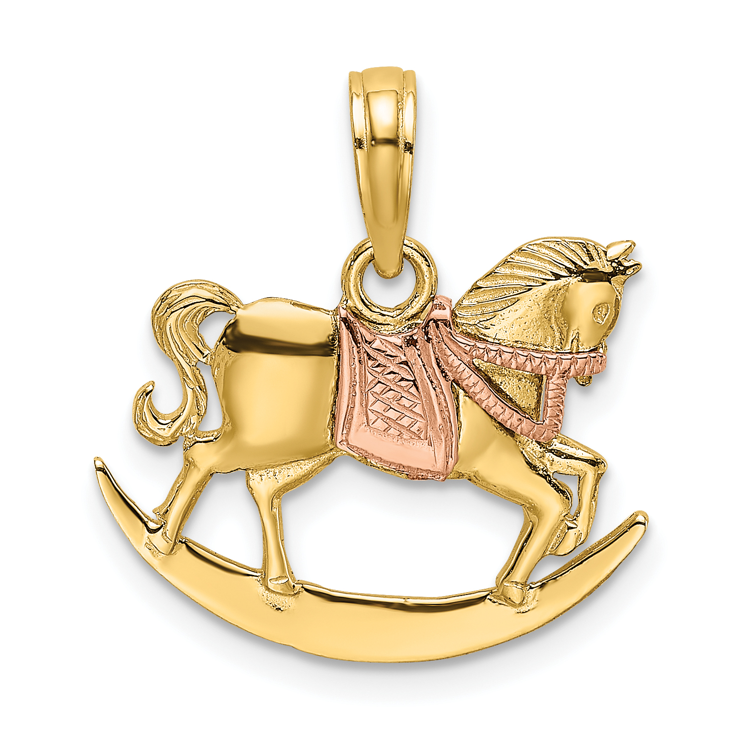 10k Two-Tone 2-D Rocking Horse w/ Saddle Charm (10K9063)