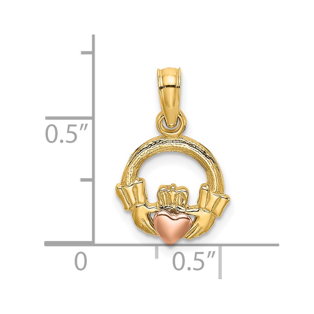 10k Two-Tone Claddagh w/ Heart Charm (10K9070)