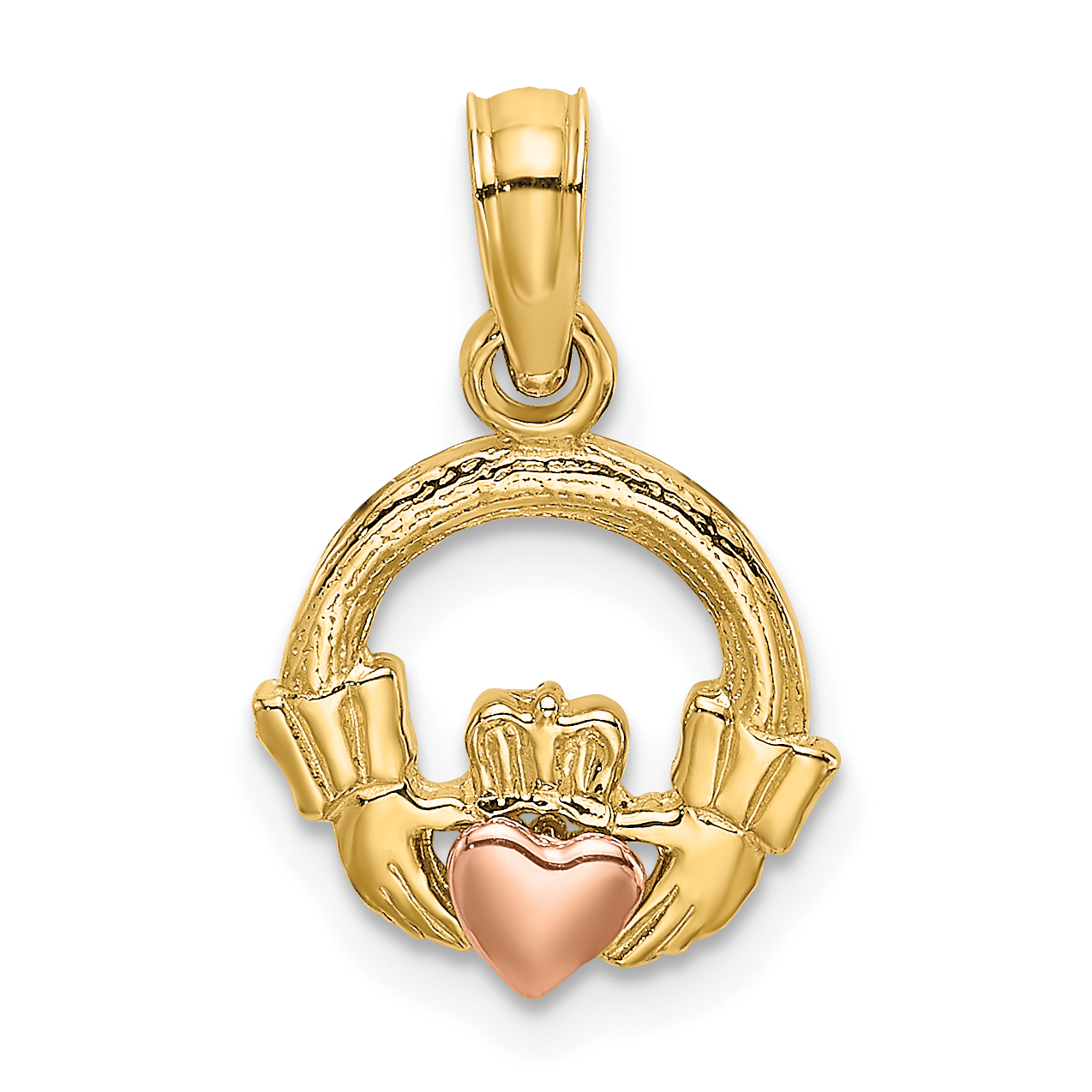 10k Two-Tone Claddagh w/ Heart Charm (10K9070)