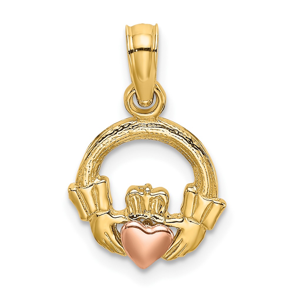 10k Two-Tone Claddagh w/ Heart Charm (10K9070)
