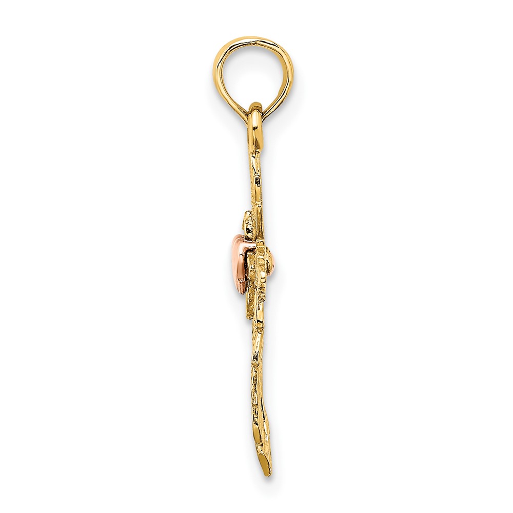 10K Two-Tone Cross w/ Heart Charm (10K9086)