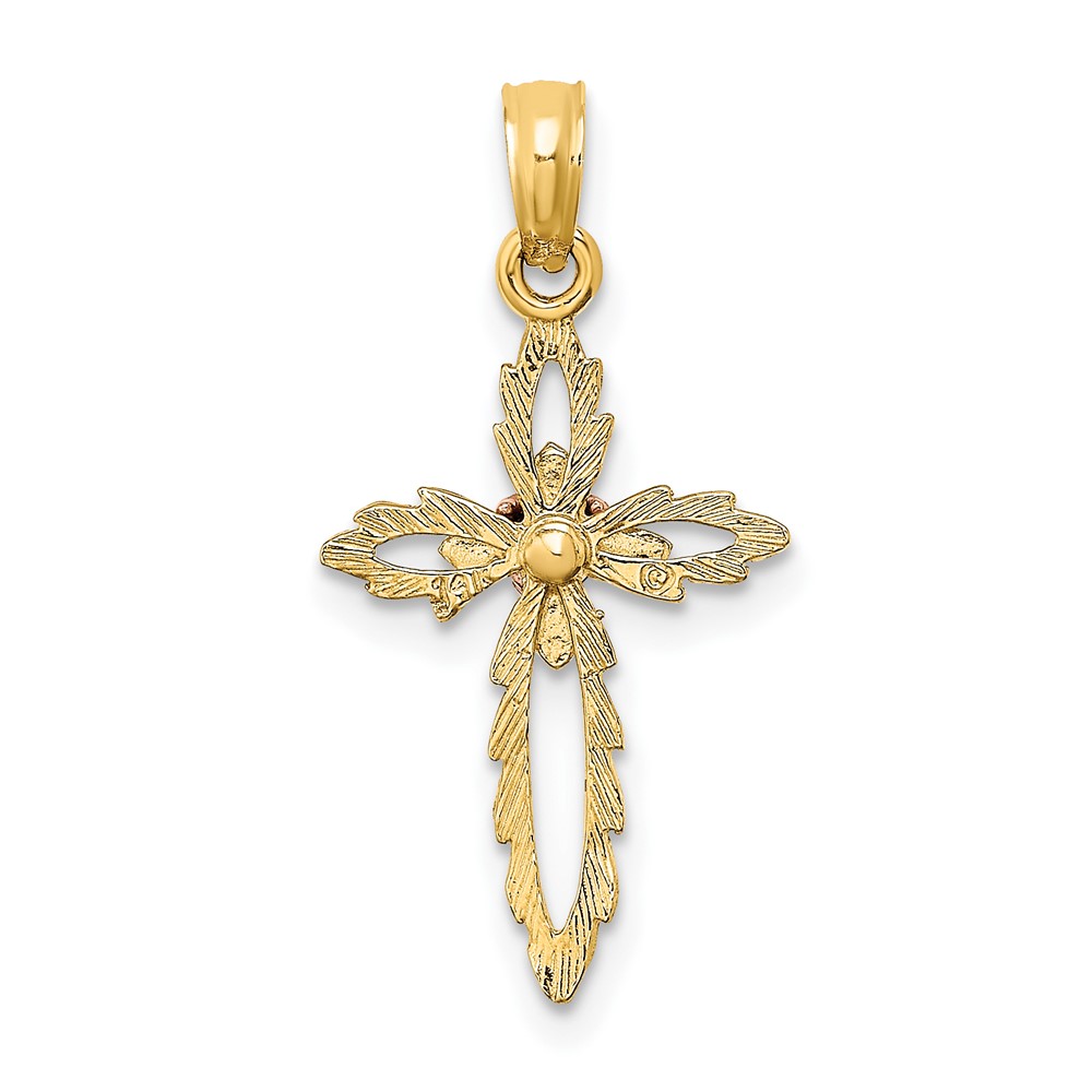 10K Two-Tone Cross w/ Heart Charm (10K9086)