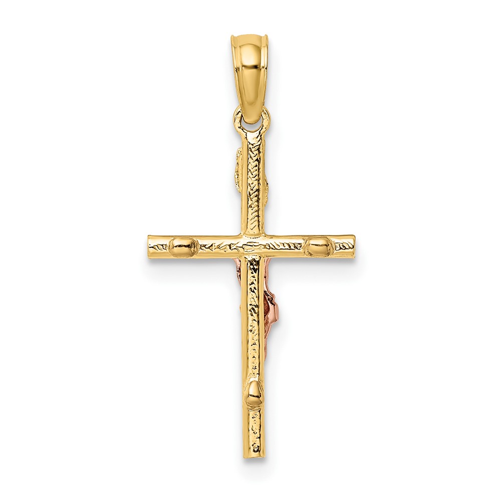 10k Two-Tone Cross Crucifix Charm (10K9087)