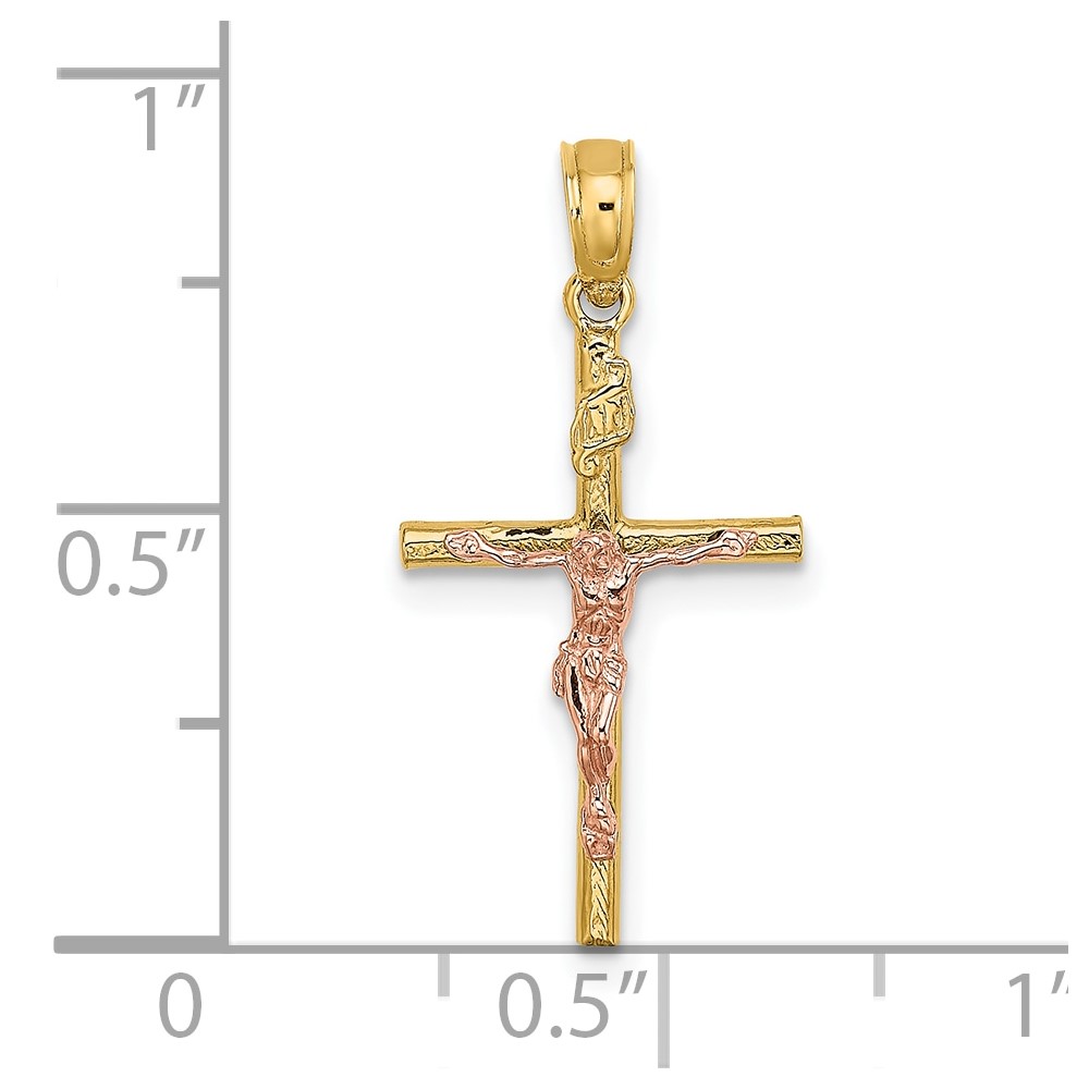 10k Two-Tone Cross Crucifix Charm (10K9087)