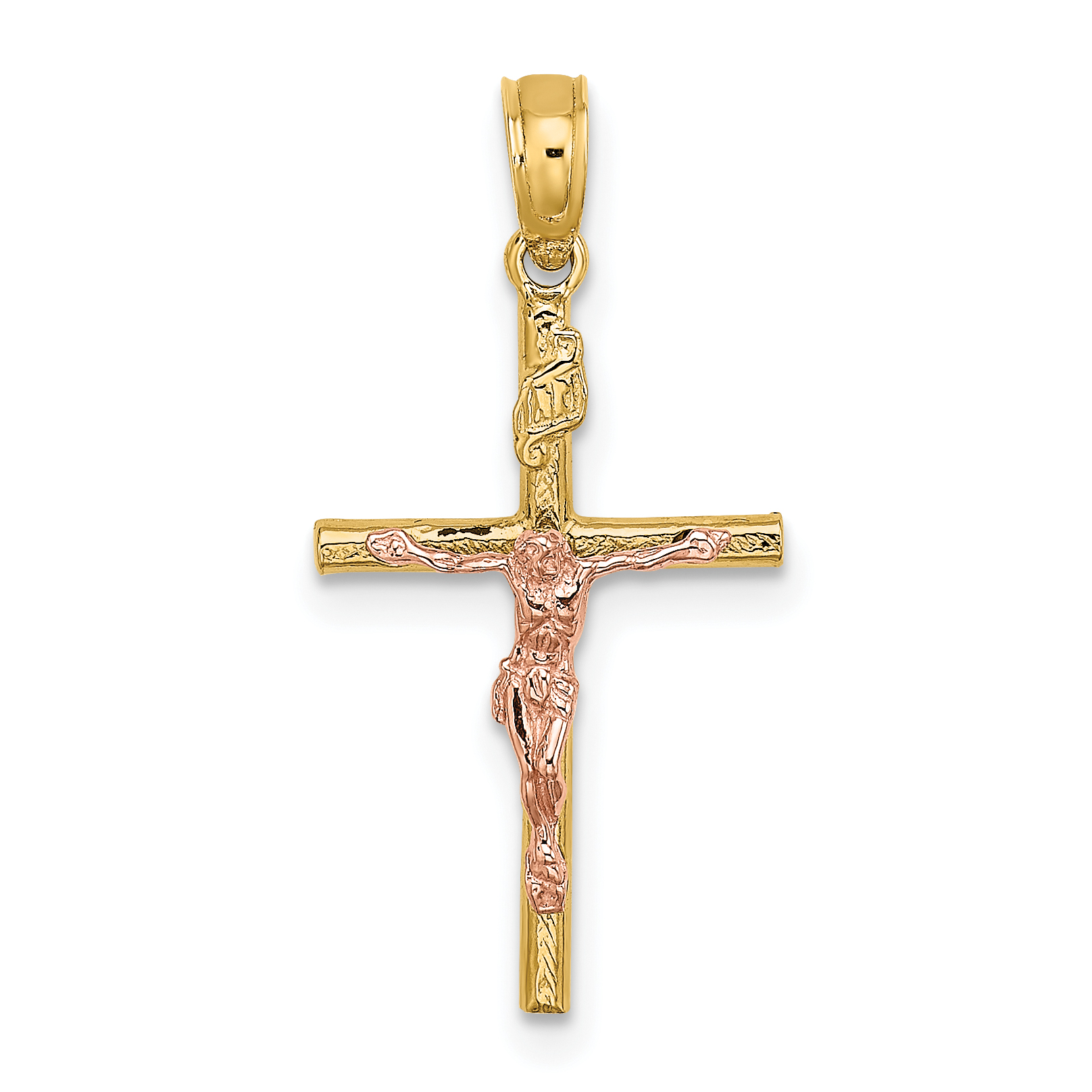 10k Two-Tone Cross Crucifix Charm (10K9087)