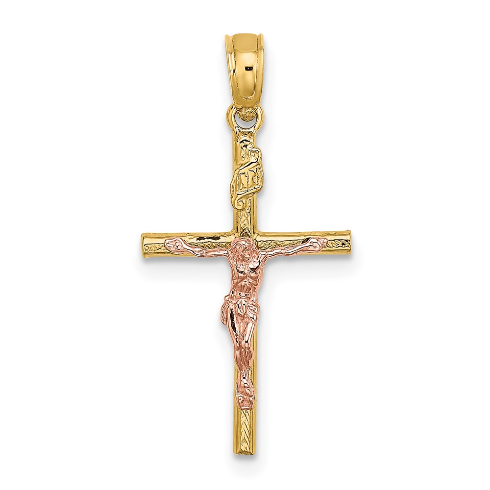 10k Two-Tone Cross Crucifix Charm (10K9087)