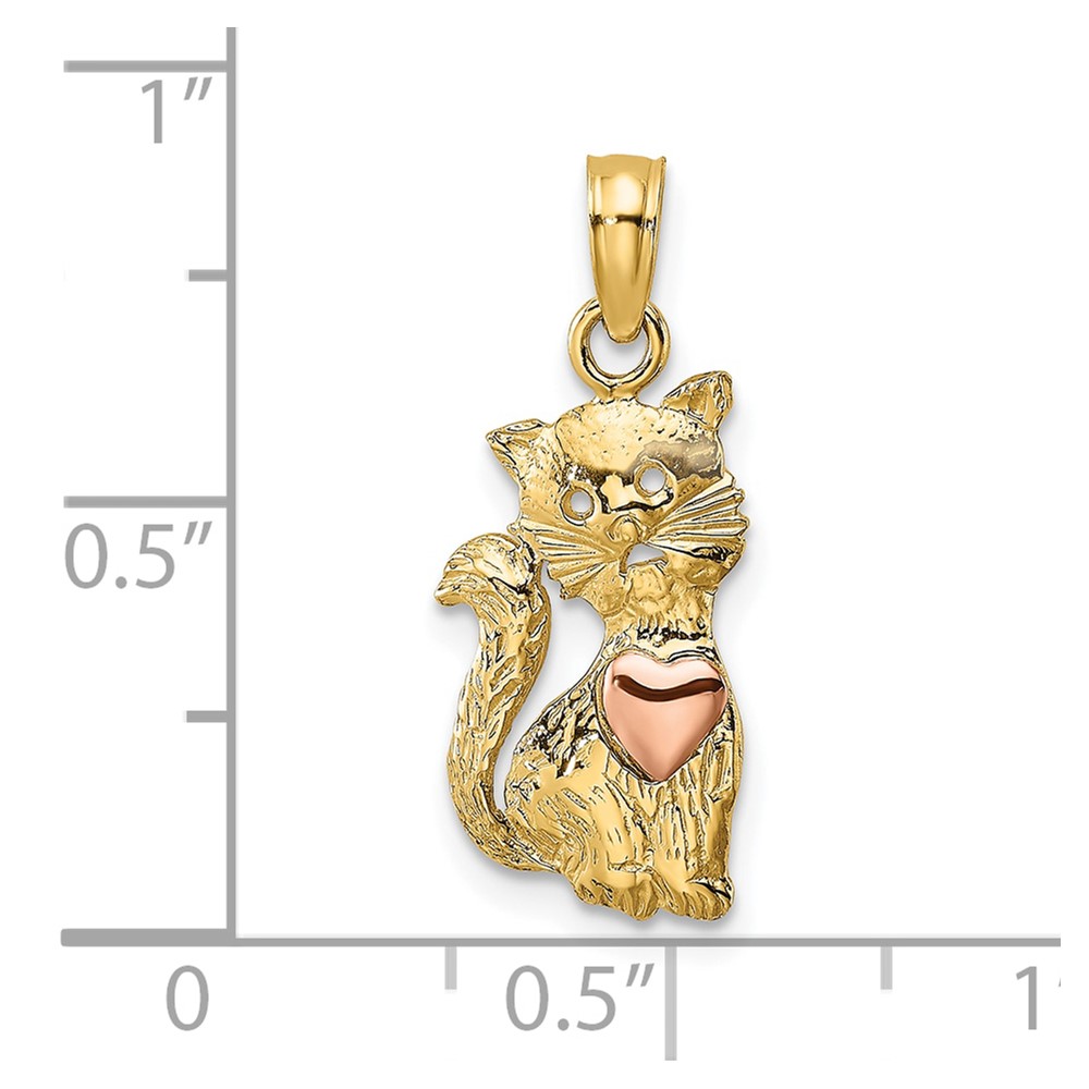 10k Two-Tone Cat w/ Heart Charm (10K9104)