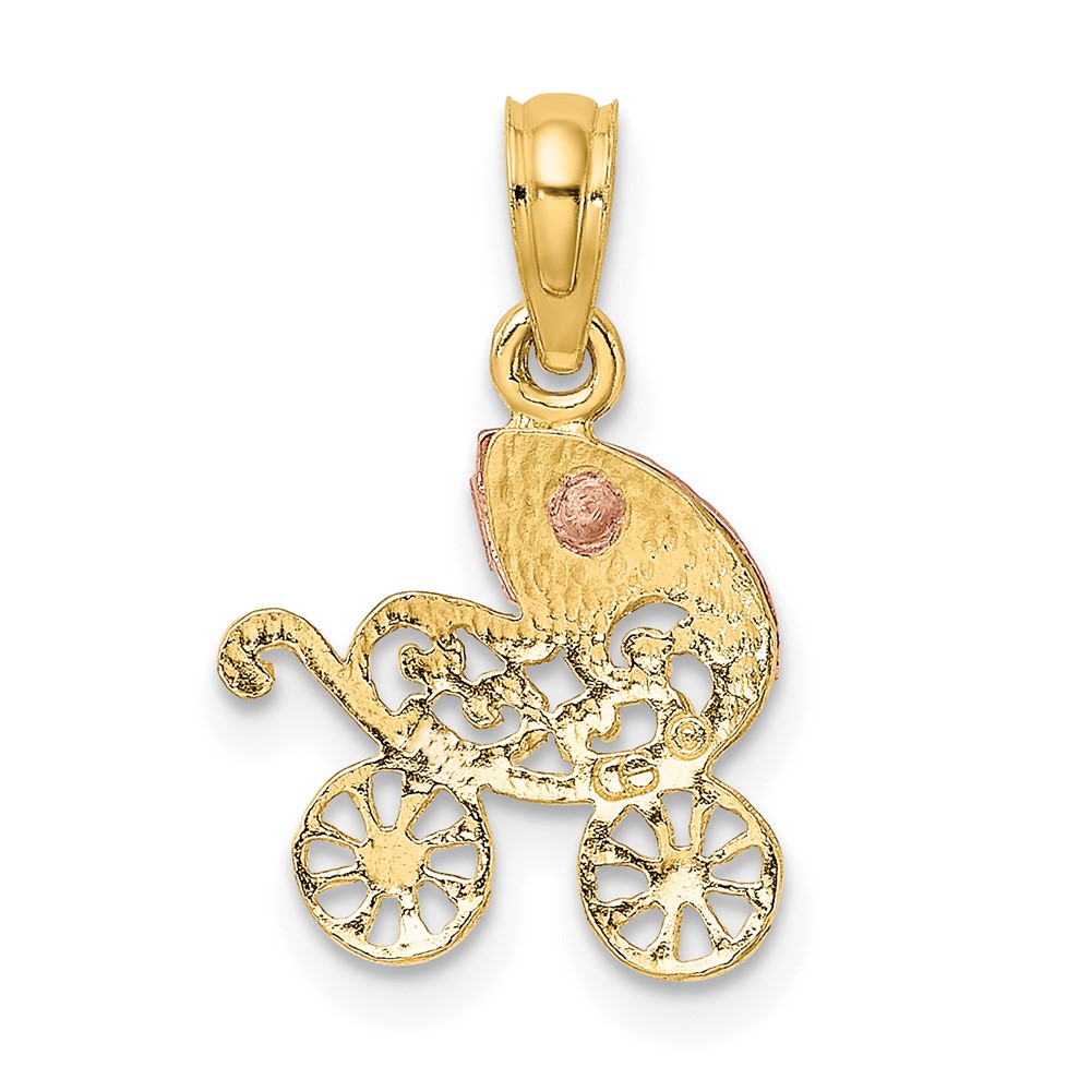 10k Two-Tone Baby Carriage w/ Visor Charm (10K9106)