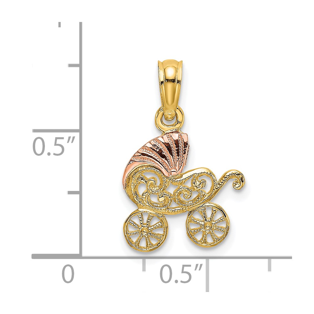 10k Two-Tone Baby Carriage w/ Visor Charm (10K9106)