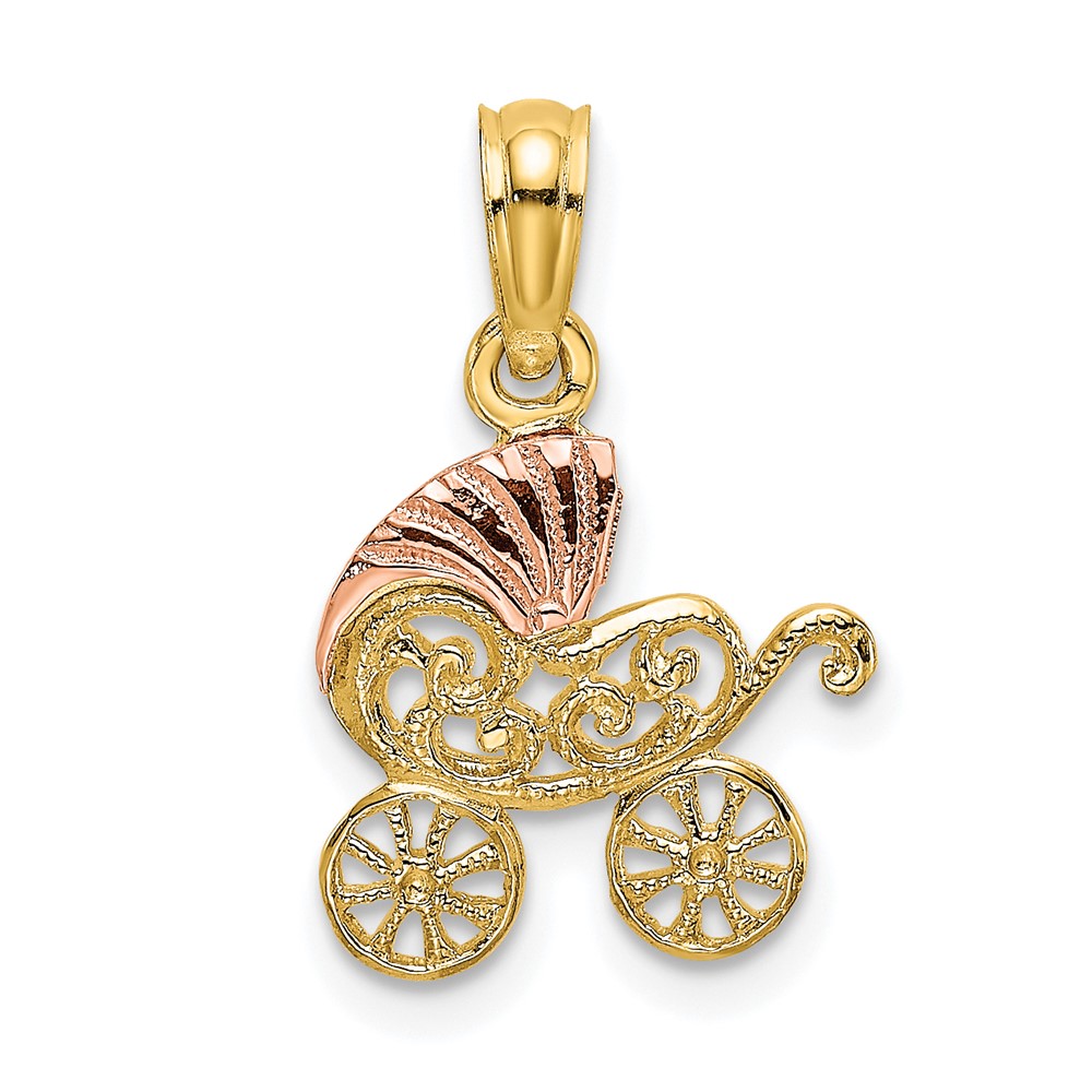 10k Two-Tone Baby Carriage w/ Visor Charm (10K9106)