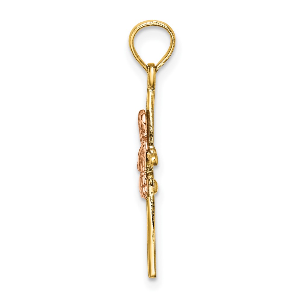 10K Two-Tone 2-D Boy On Cross Charm (10K9107)