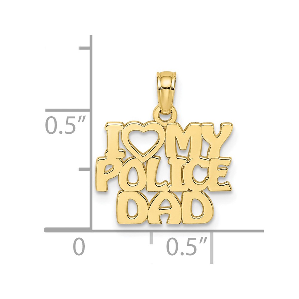 10k I HEART MY POLICE DAD Charm (10K911)