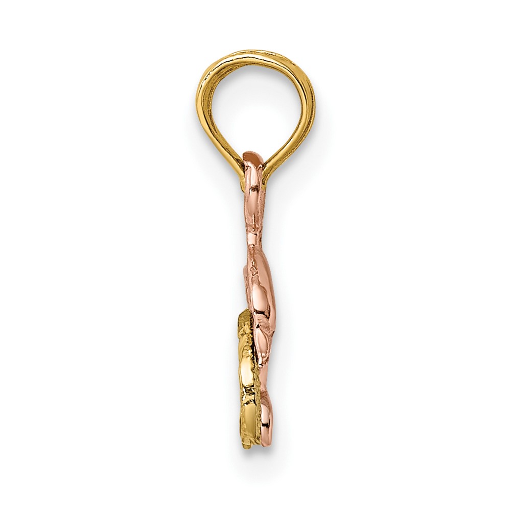 10K Two-Tone W/White Rhodium Dolphin and Wave Charm (10K9110)