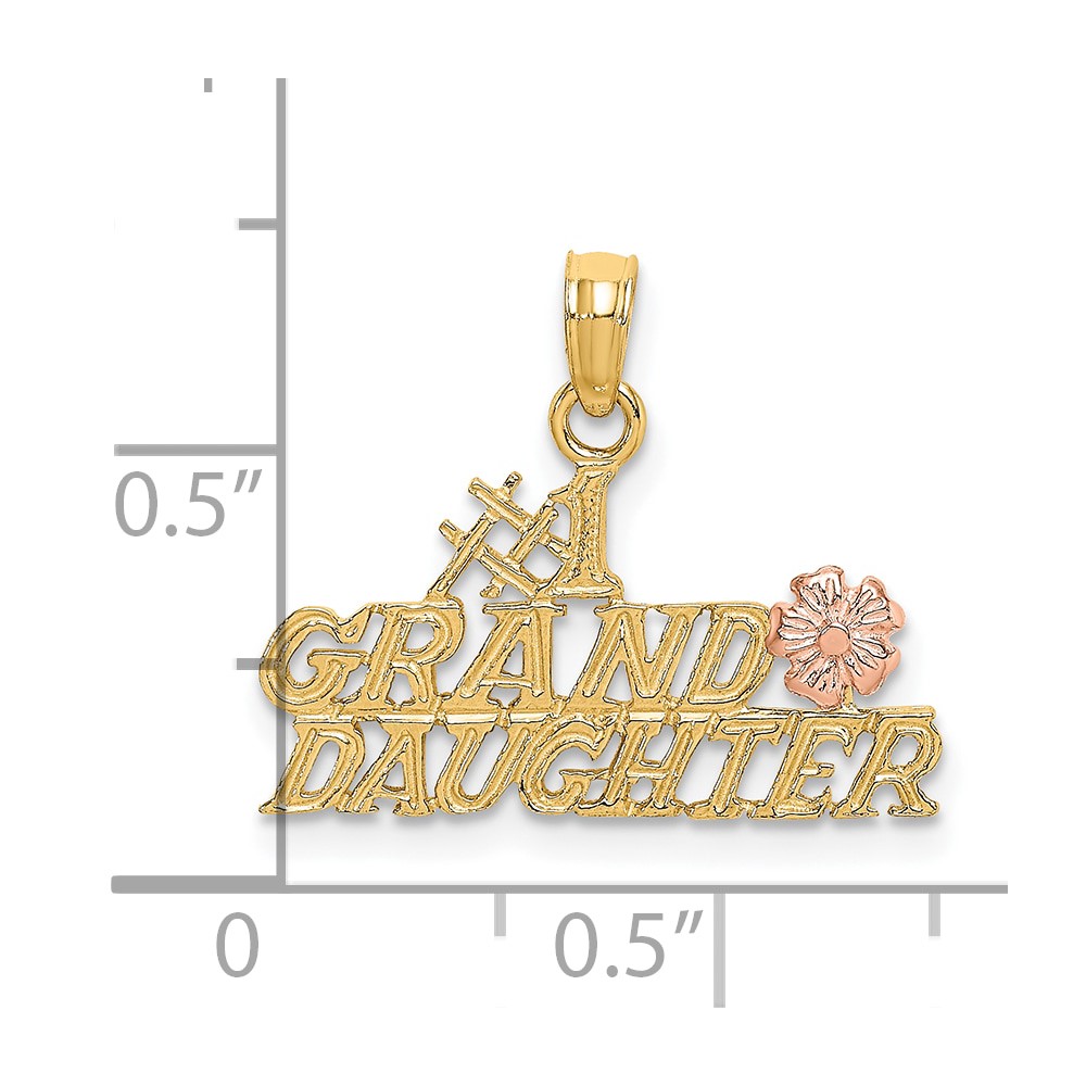 10k Two-Tone #1 GRANDDAUGHTER w/ Flowers Charm (10K9112)