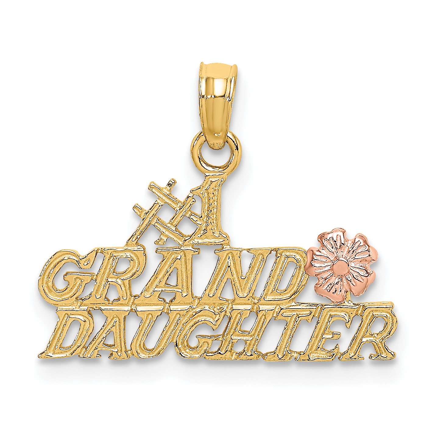 10k Two-Tone #1 GRANDDAUGHTER w/ Flowers Charm (10K9112)