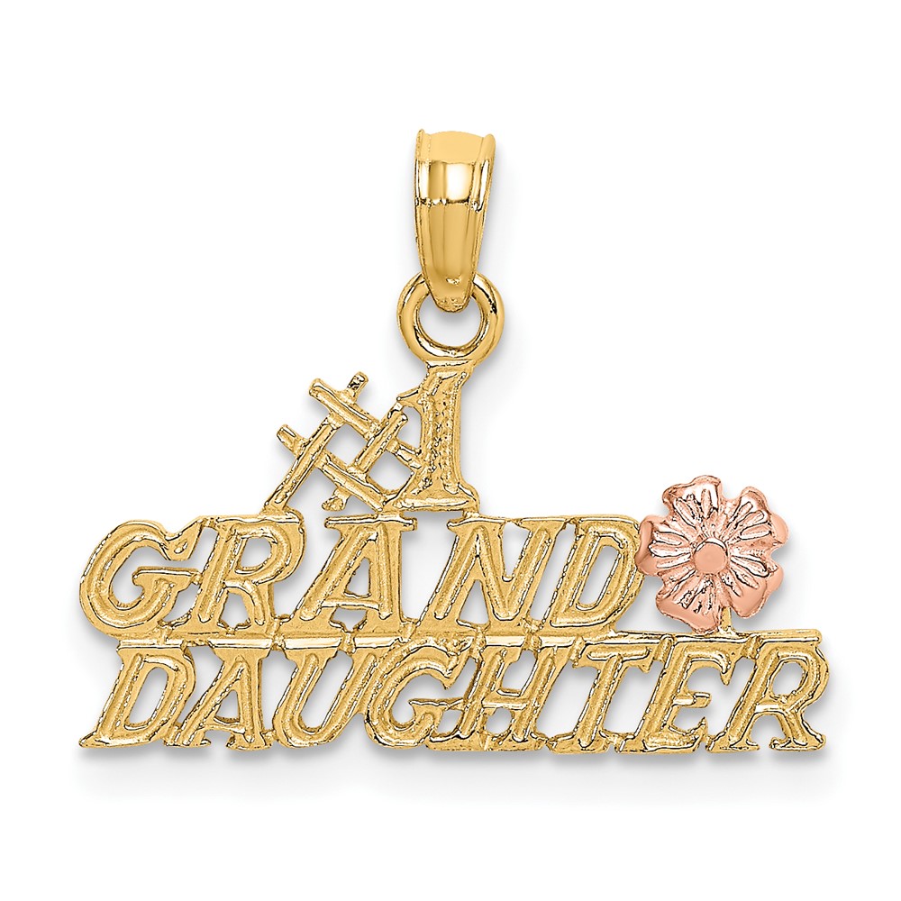 10k Two-Tone #1 GRANDDAUGHTER w/ Flowers Charm (10K9112)