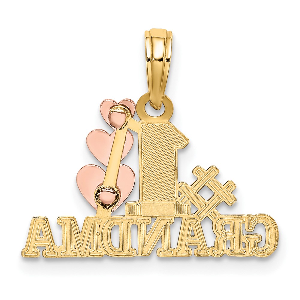 10k Two-Tone #1 GRANDMA w/ Three Hearts Charm (10K9129)