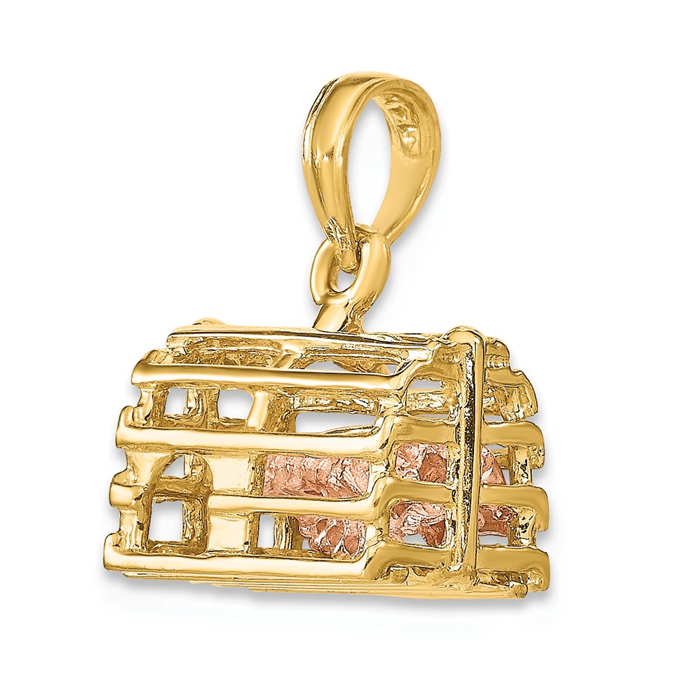 10K Two-tone 3D Lobster Trap W/Moveable Lobster Pendant (10K9135)