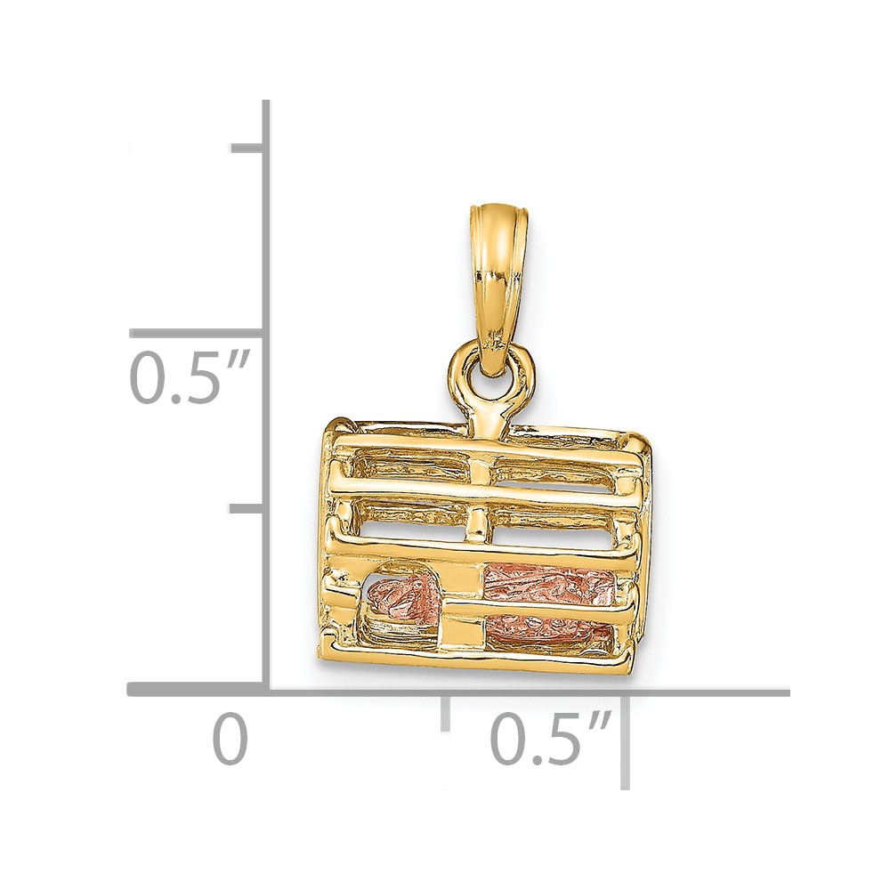 10K Two-tone 3D Lobster Trap W/Moveable Lobster Pendant (10K9135)