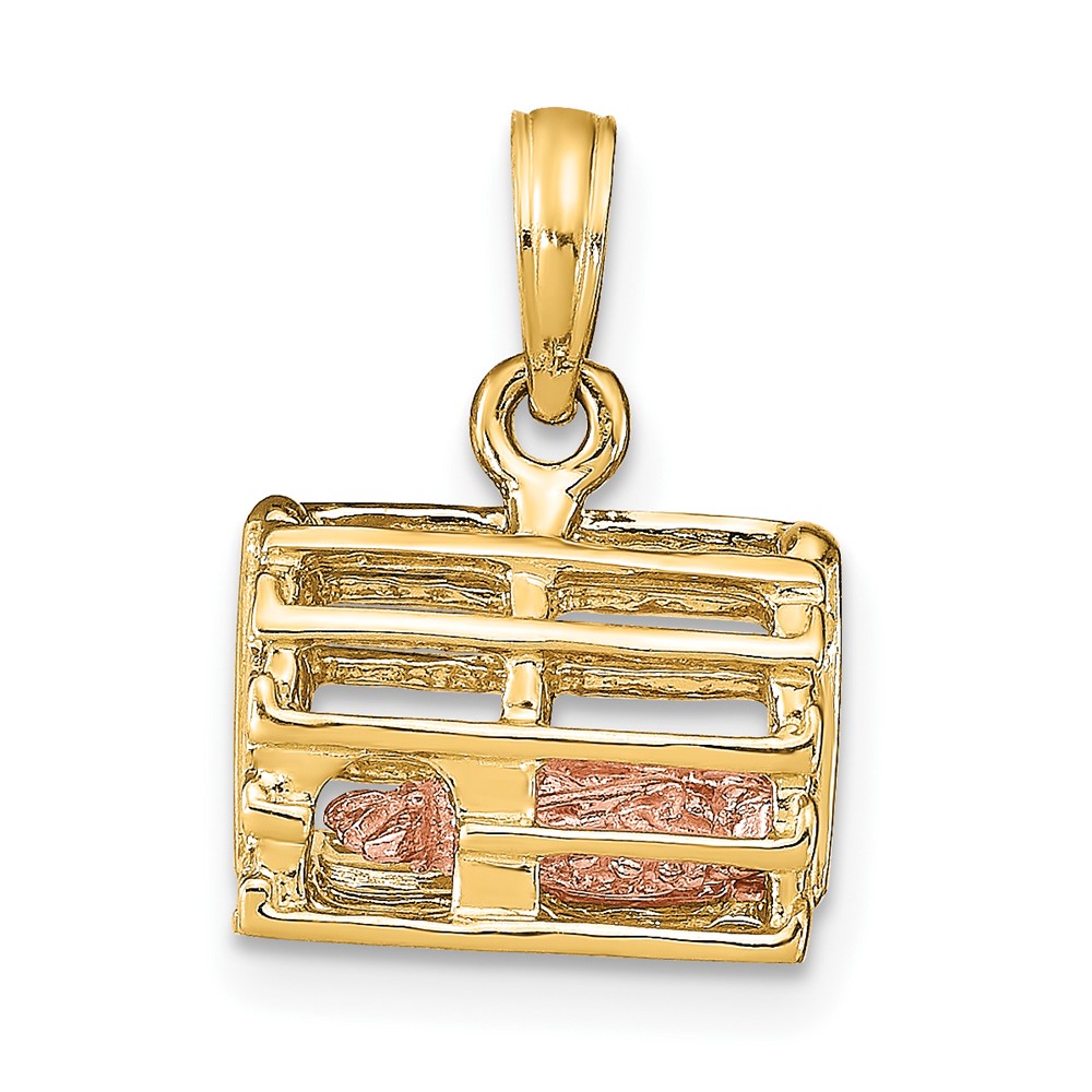 10K Two-tone 3D Lobster Trap W/Moveable Lobster Pendant (10K9135)